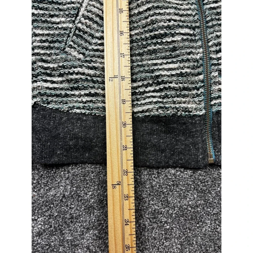 Lucky Brand‎ Sweater Womens XS Knit Boucle Stripe Full Zip Jacket Black & Gray